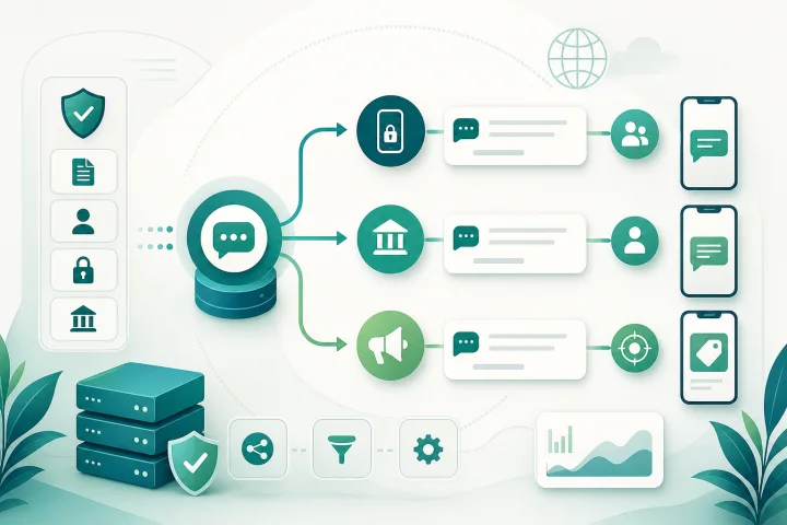 Diagrama operativo para clasificar tráfico A2P SMS entre OTP, transaccional y marketing