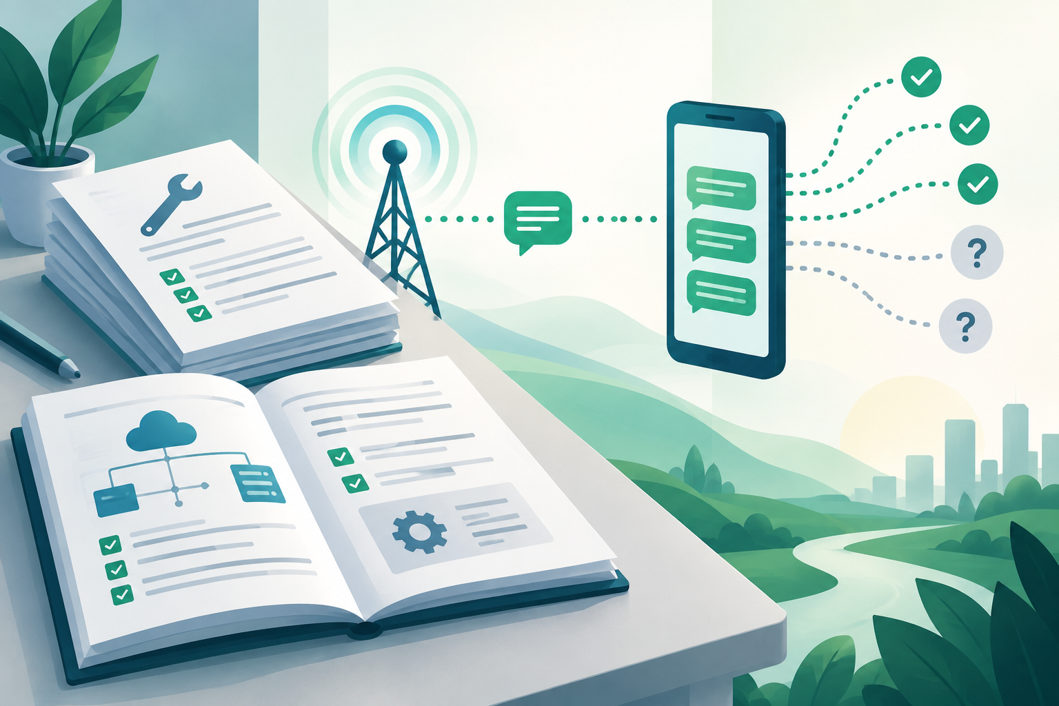 Illustration eines technischen Dokuments zur Wartung von A2P-SMS-Routen und den Grenzen der verfügbaren Belege