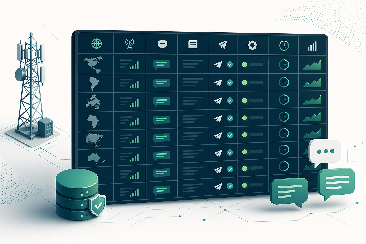 Matriz operativa de pruebas A2P SMS con destinos, redes, remitentes y resultados de entrega